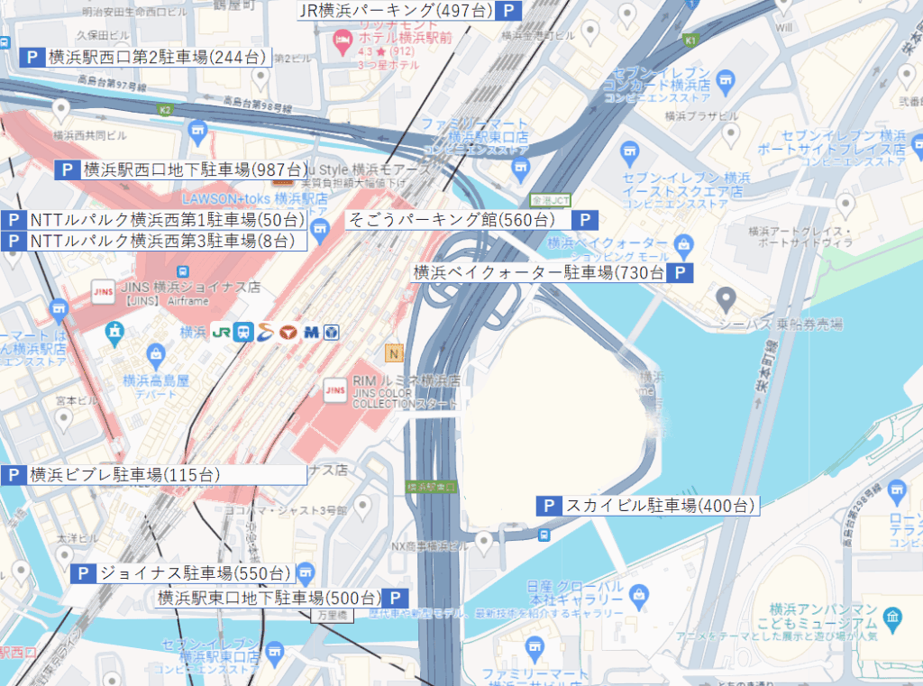 横浜駅周辺駐車場マップ