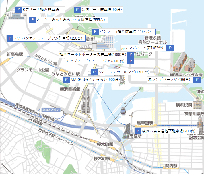 みなとみらい周辺の駐車場