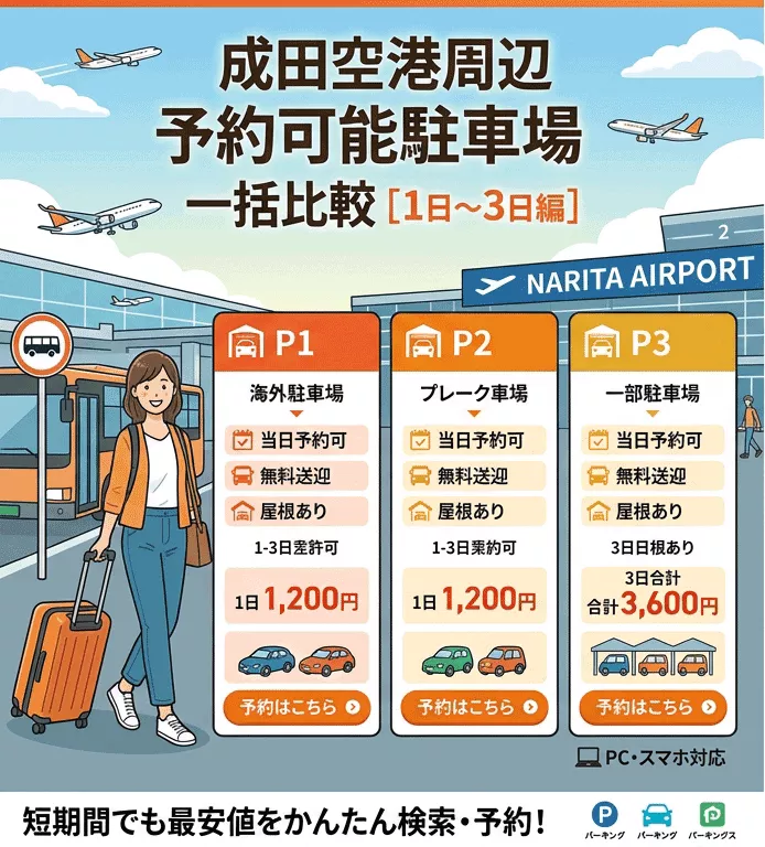 成田空港一括比較（1～3日編）